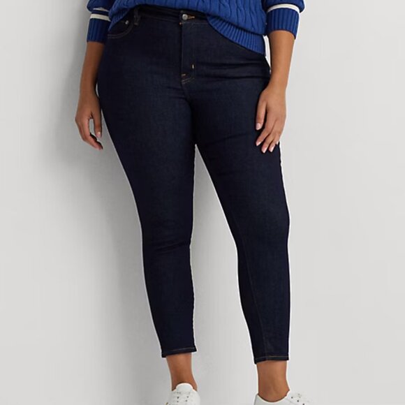 Lauren Ralph Lauren 18W High-Rise Skinny Ankle Jean Dark Wash - Picture 1 of 6